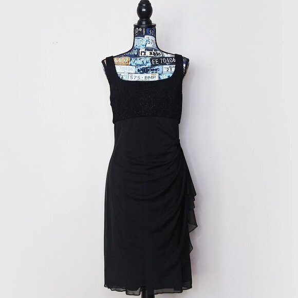 ALEX EVENINGS Sleeveless Chiffon Dress Empire Waist Layered Ruching Sparkle 16 - Picture 2 of 12
